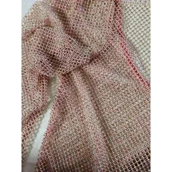 NWT Free People Sheer Metallic Fishnet Long Sleeve Top Party Club Mesh Glitter - Picture 6 of 8